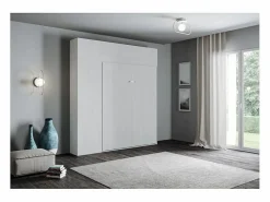 Les Tendances Cama plegable con columna contenedor y muebles altos de fresno , Kanto 160x190 cm