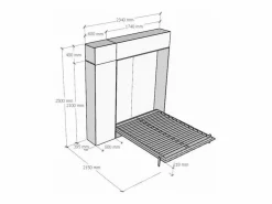 Les Tendances Cama plegable con columna contenedor y muebles altos de fresno , Kanto 160x190 cm