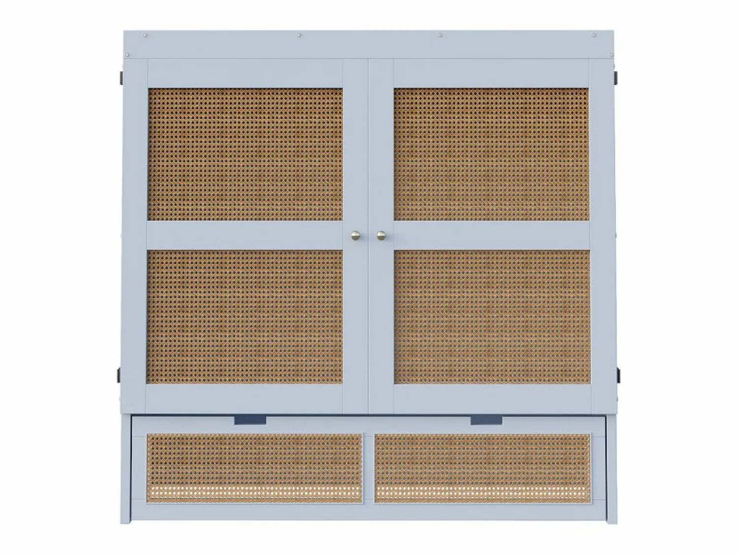 Outlet Cama plegable de 140 x 200 cm con cajones y diseño de ratán - Madera - Colchón no incluido. Cama Abatible