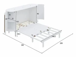 Merax Cama plegable infantil - 140 x 200 cm - con compartimentos de almacenaje - diseño de ratán y madera -
