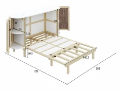 Best Cama plegable infantil - 140 x 200 cm - con compartimentos de almacenaje - diseño de ratán y madera - color natural Cama Abatible