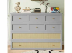 Clearance Merax Cama plegable móvil - 140 x 200 cm - con 6 cajones + estante en el cabecero + USB - MDF - Gris
