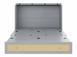 Clearance Merax Cama plegable móvil - 140 x 200 cm - con 6 cajones + estante en el cabecero + USB - MDF - Gris