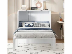 Cama plegable vertical 90 x 200 cm con somier, madera contrachapada + MDF, (sin colchón) Cama Abatible
