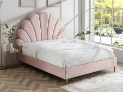 Online Vente-unique Cama Queen (160 x 200 cm) en terciopelo + colchón - LIVAYA Rosa