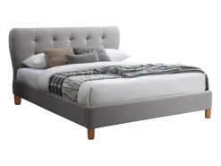 Vente-unique Cama queen size 160 x 200 cm con cabecero capitoné tejido - ELIDE II