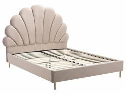 Vente-unique Cama Queen size de 160 x 200 cm en terciopelo con colchón - LIVAYA