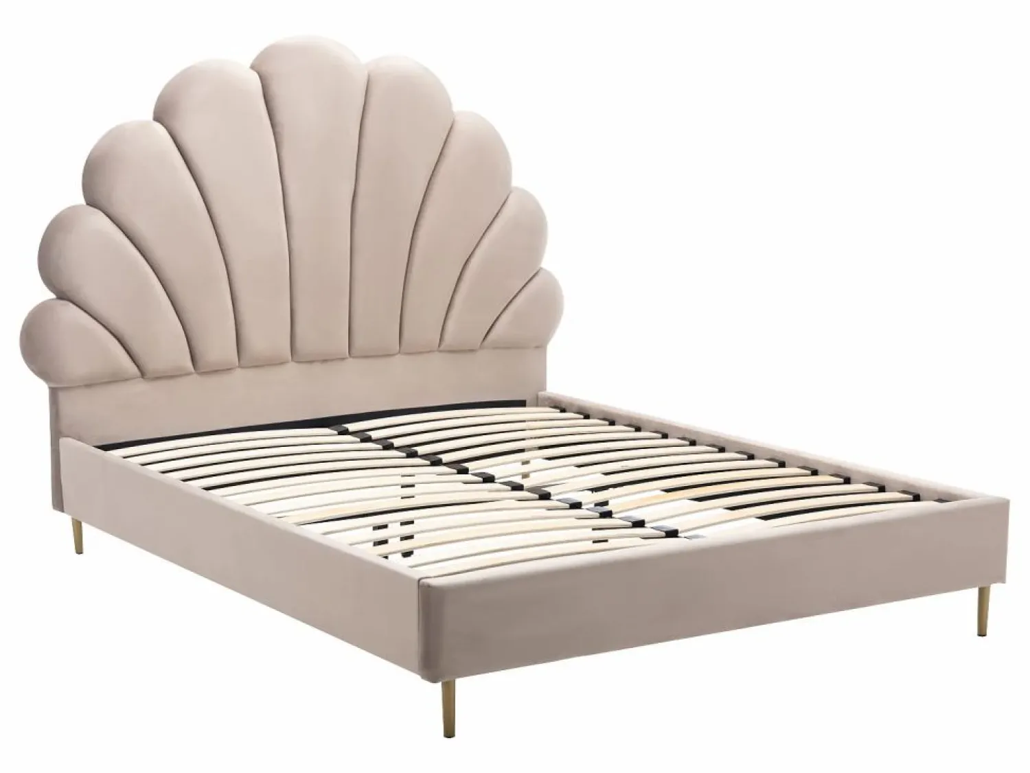 Vente-unique Cama Queen size de 160 x 200 cm en terciopelo con colchón - LIVAYA