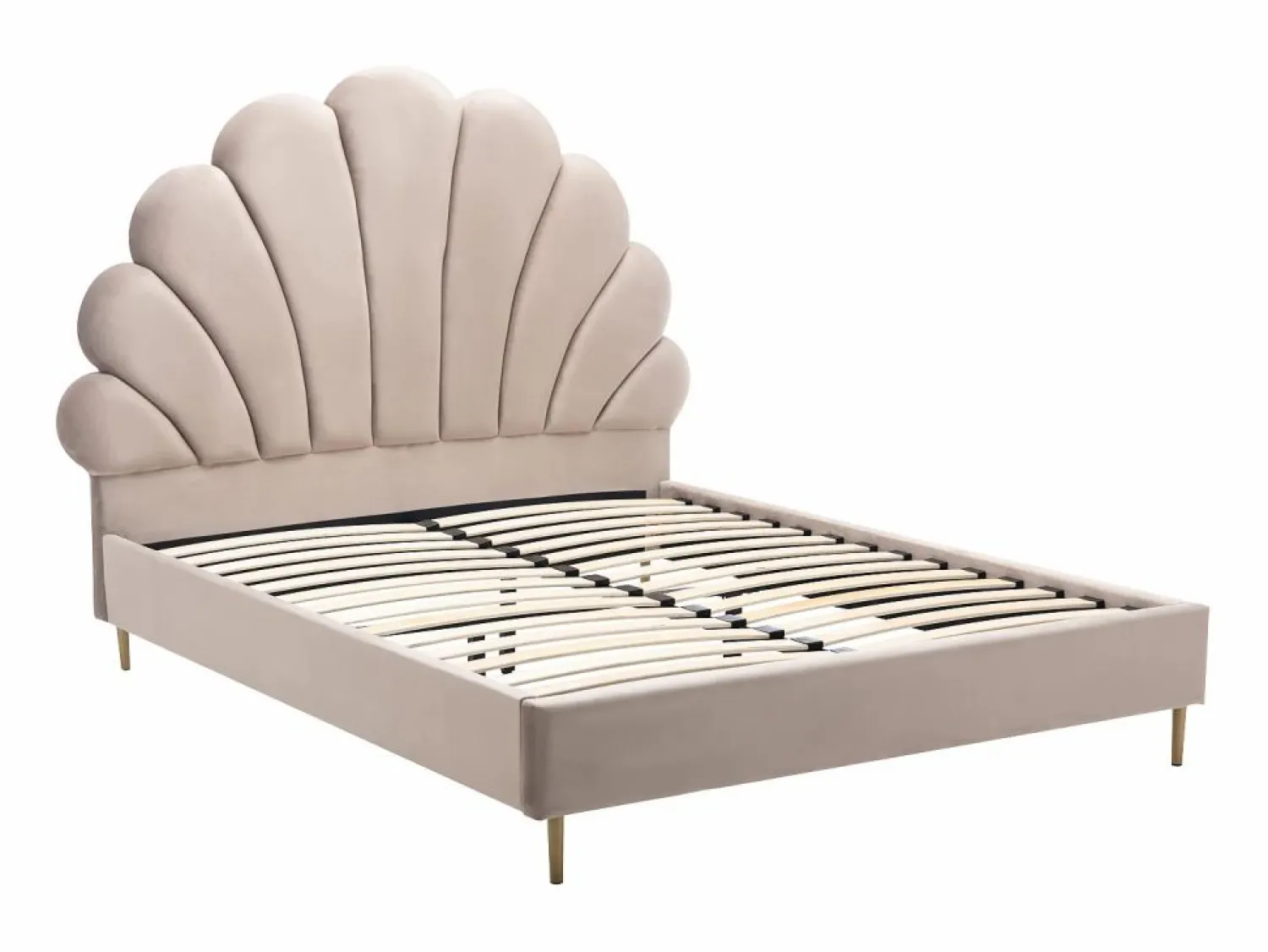 Vente-unique Cama Queen size de 160 x 200 cm en terciopelo - LIVAYA