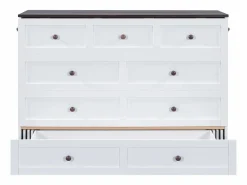 New ModernLuxe Cama retráctil de madera 140x200 cm - con tomas USB y almacenamiento - Blanco