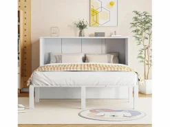Sale ModernLuxe Cama retráctil de madera 140x200 cm - con somier - Blanco