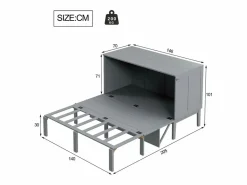 ModernLuxe Cama retráctil de madera 140x200 cm - con somier -