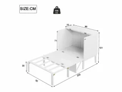 Hot Cama retráctil 90x200 cm, con somier, cama plegable abatible, dimensiones después del plegado: 70x90cm, sin colchón, madera, Cama Abatible