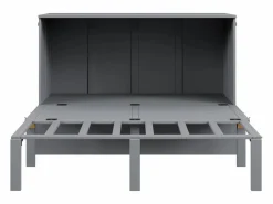 Cama retráctil 140x200 cm, con somier, cama plegable abatible, dimensiones después del plegado: 70x140cm, sin colchón, madera, Gris