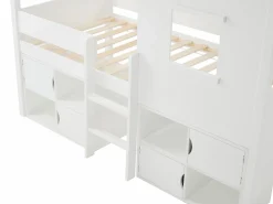 Online Cama semialta cabaña 90 x 190 cm en pino y MDF en color - VALESKIA Cama Montessori|Cama Infantil