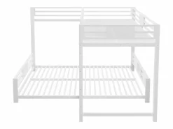ModernLuxe Cama superpuesta de metal en forma de L - 90x200 cm + 140x200 cm - con barreras de seguridad y escalera - Metal - ​ (Colchón no incluido)