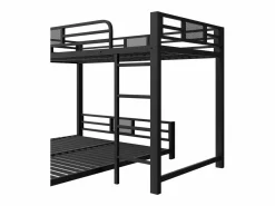 Discount Cama superpuesta de metal en forma de L - 90x200 cm + 140x200 cm - con barreras de seguridad y escalera - Metal - ​ (Colchón no incluido) Cama Litera
