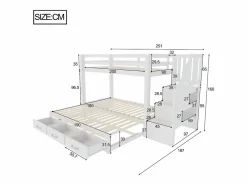 Best Cama superpuesta infantil 90 x 200 cm - con escalera de almacenamiento - con 3 cajones - con cama nido - ​ (colchón no incluido) Cama Litera