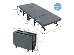ECD Germany Cama supletoria 90x200 cm, Cama individual plegable, con colchón/relleno, cama de viaje