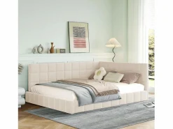 Best Merax Cama tapizada 140 x 200 cm con cabecero - Terciopelo - Sofá cama - Somier de láminas - Beige