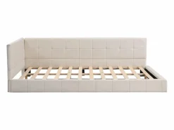 Best Merax Cama tapizada 140 x 200 cm con cabecero - Terciopelo - Sofá cama - Somier de láminas - Beige