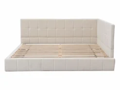 Best Merax Cama tapizada 140 x 200 cm con cabecero - Terciopelo - Sofá cama - Somier de láminas - Beige