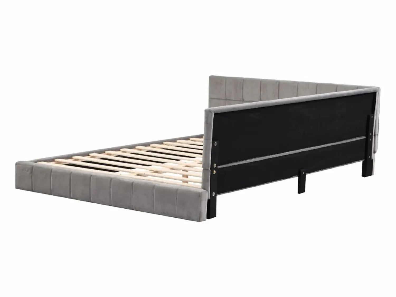 Online Merax Cama tapizada 140 x 200 cm con cabecero - Terciopelo - Sofá cama - Somier - Gris