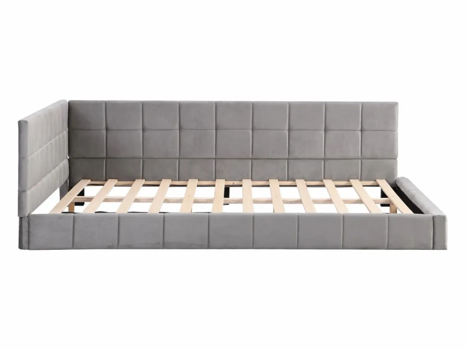 Online Merax Cama tapizada 140 x 200 cm con cabecero - Terciopelo - Sofá cama - Somier - Gris