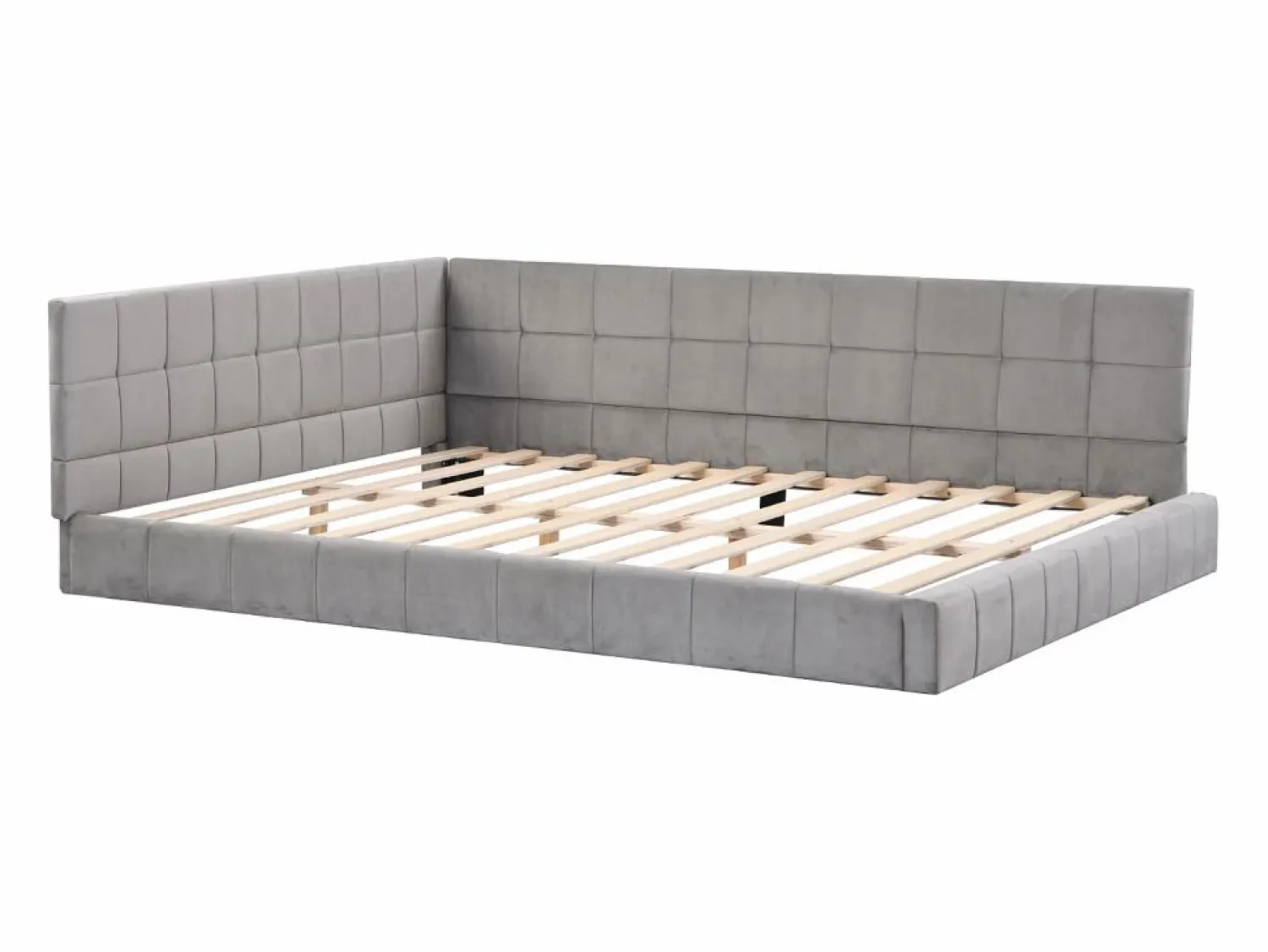 Online Merax Cama tapizada 140 x 200 cm con cabecero - Terciopelo - Sofá cama - Somier - Gris
