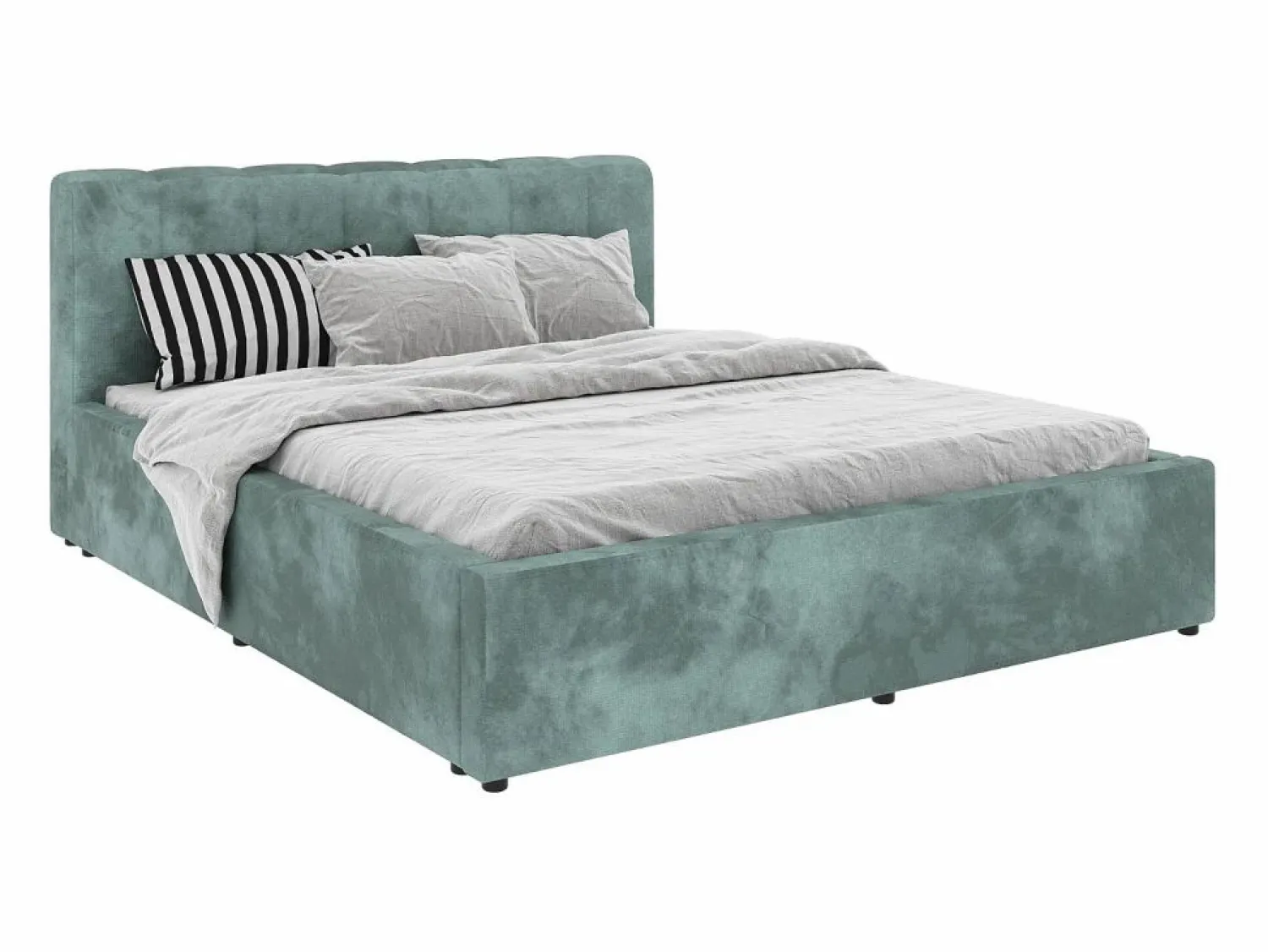 Outlet Cama tapizada Almo haaus, 200 x 160 cm, Turquesa Somier - 160X200Cm