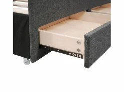 Cama tapizada, cama doble, cama familiar, cama de matrimonio con tres cajones, cama nido, cabecero regulable, , 140x200cm