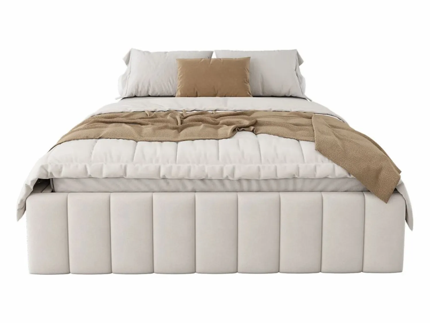 Merax Cama tapizada 140x200 cm con 4 cajones - sin cabecero - terciopelo - Beige