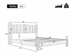 Merax Cama tapizada 180x200 cm con cabecero - cama de terciopelo para adultos - forma de abanico - Beige