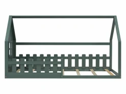 OKWISH Cama tipo cabaña de 90x200 cm, cama infantil con barandillas y somier de listones de madera - pino - (sin colchón)