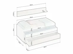 Outlet Cama y estante aglomerado sin somieres y colchones 65x199x96cm Cama Diván
