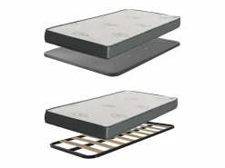 Clearance Cama y estante aglomerado + somieres 65x199x96cm Blanco