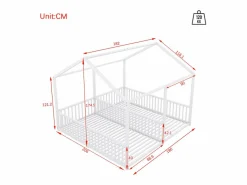 ModernLuxe Cama-cabina de hierro 2x90x200cm - con techo y somier -