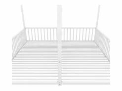 ModernLuxe Cama-cabina de hierro 2x90x200cm - con techo y somier -