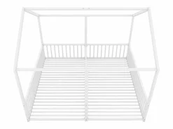 ModernLuxe Cama-cabina de hierro 2x90x200cm - con techo y somier -