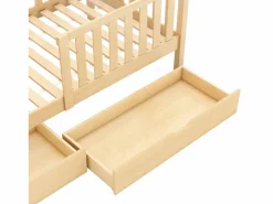 Outlet Cama-cabina de madera maciza - 90x200cm - con 2 cajones y estantes - Natural Cama Montessori