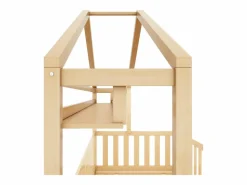 Outlet Cama-cabina de madera maciza - 90x200cm - con 2 cajones y estantes - Natural Cama Montessori