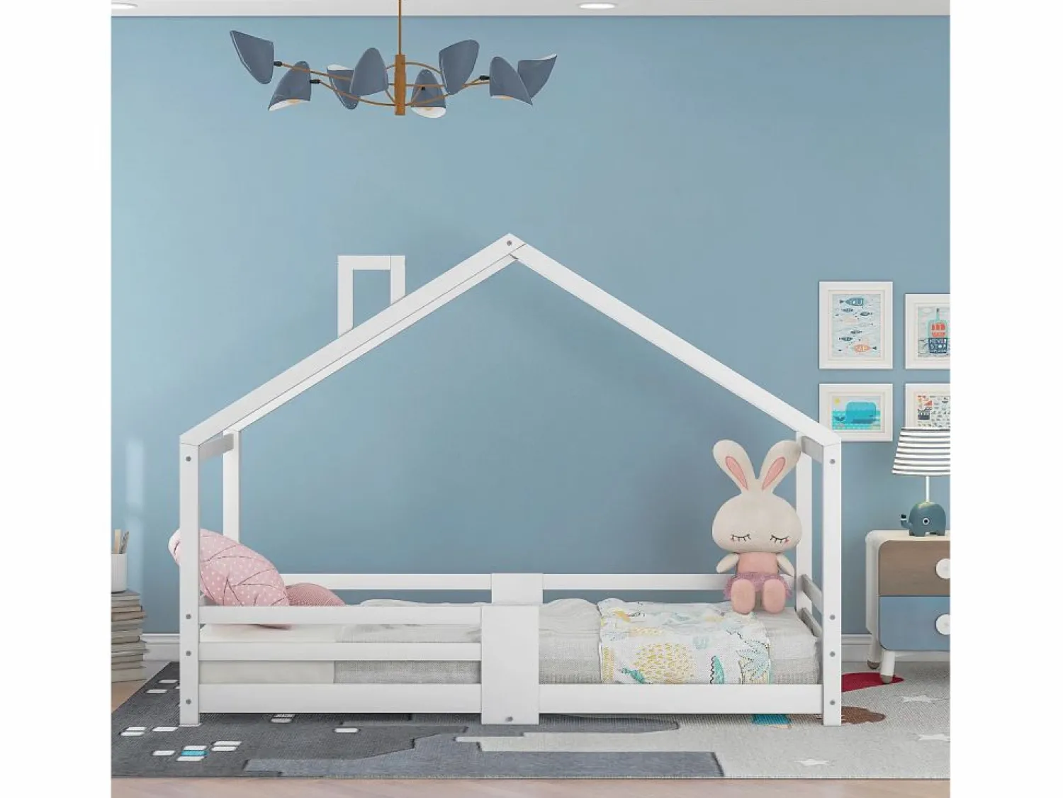 Hot Merax Cama-cabina para niños - 90 x 200 cm - pino - barrera y somier - Blanco