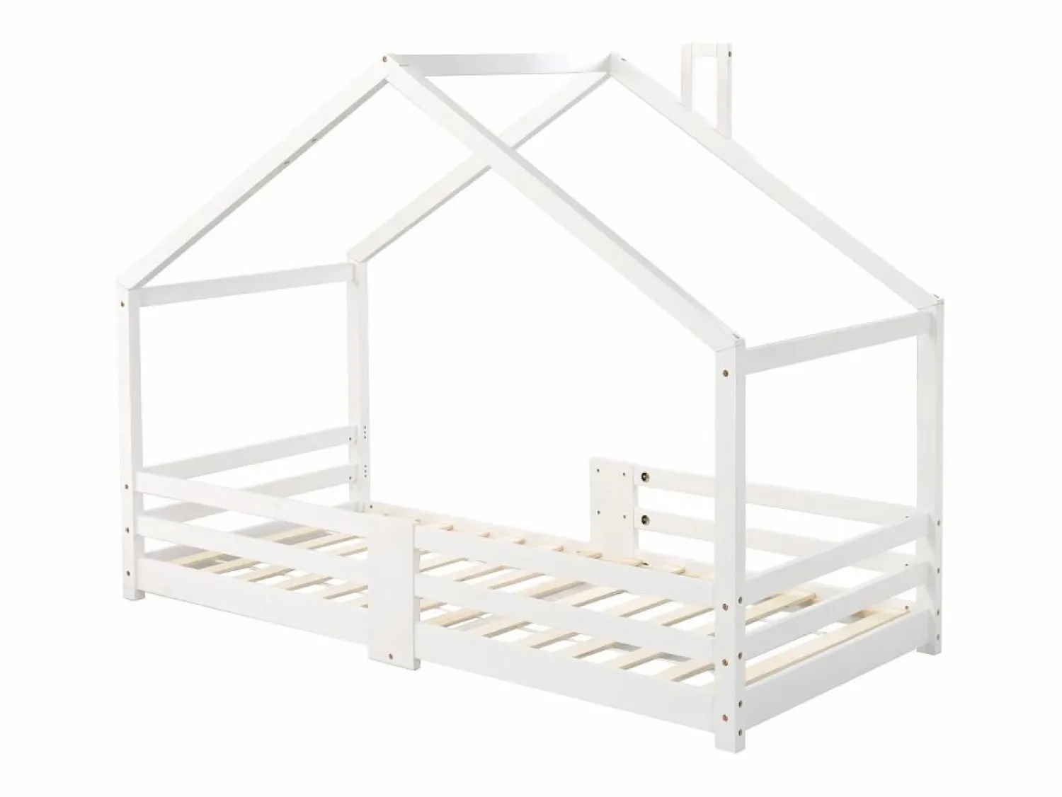 Hot Merax Cama-cabina para niños - 90 x 200 cm - pino - barrera y somier - Blanco