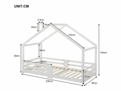 Hot Merax Cama-cabina para niños - 90 x 200 cm - pino - barrera y somier - Blanco