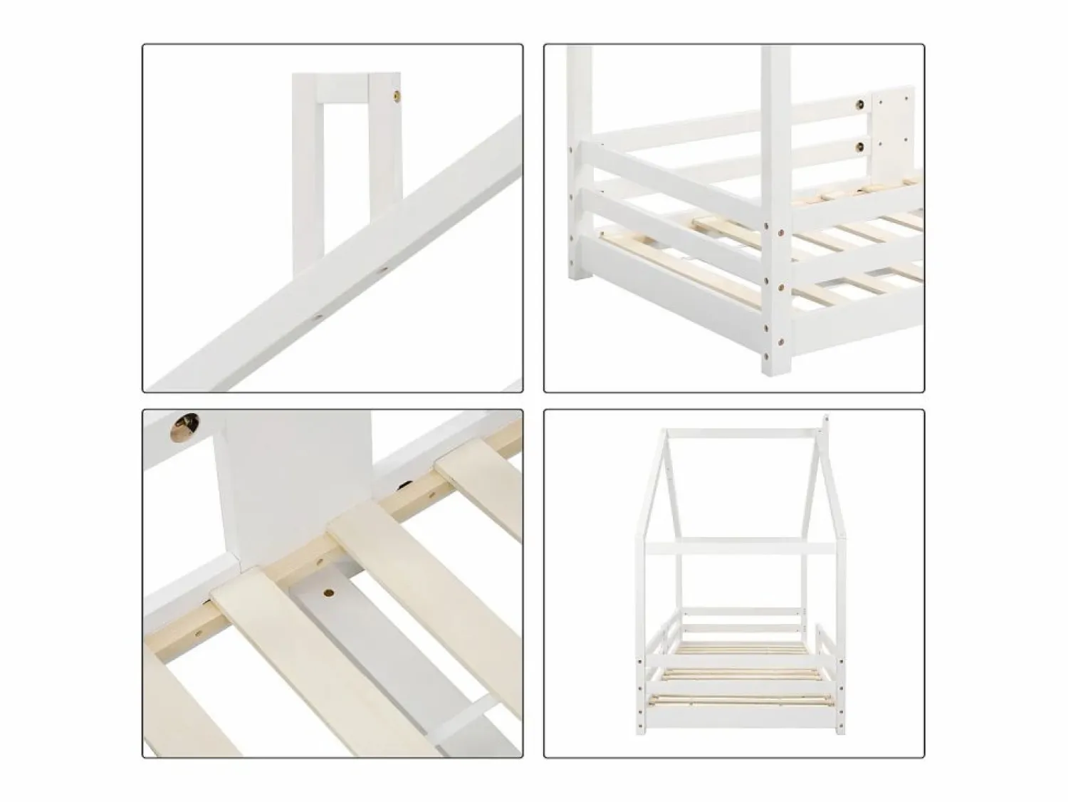Hot Merax Cama-cabina para niños - 90 x 200 cm - pino - barrera y somier - Blanco