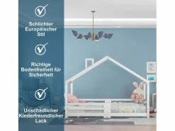 Hot Merax Cama-cabina para niños - 90 x 200 cm - pino - barrera y somier - Blanco
