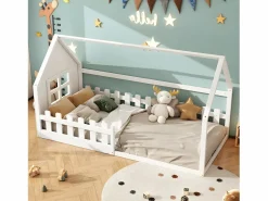 ModernLuxe Cama-cabina para niños 90x200 cm - con forma de casita - en madera de pino y MDF -