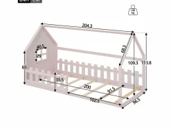 Best Cama-cabina para niños 90x200 cm - con forma de casita - en madera de pino y MDF - Cama Montessori