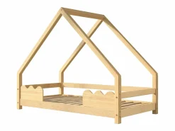 Outlet Cama-cabina 90x200 cm - madera de pino - con protección contra caídas y somier - Natural Cama Montessori