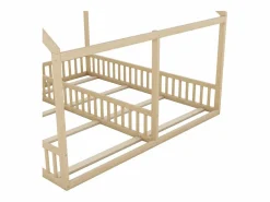 Hot Camarote para 2 niños 90x200cm - camas planas modelos casa camas 2 plazas 2 en 1 - natural Cama Montessori